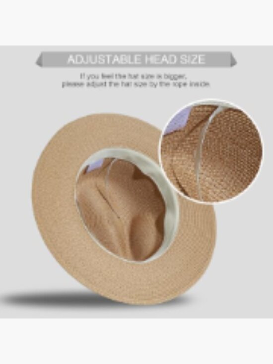Wide Brim Straw Panama Roll up Fedora Beach Sun Hat UPF50+ main image 6